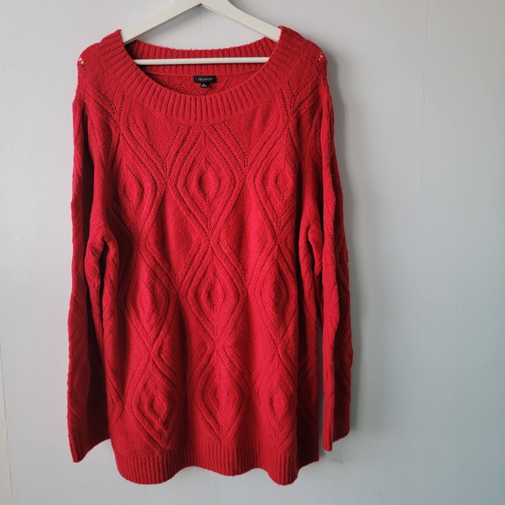 Talbots women's Open Cable Knit Bateau-Neck Sweater size XL Pullover Cozy